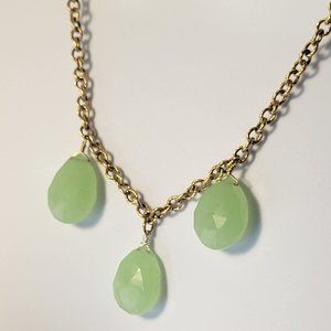 Nashelle Grape Green Faceted Teardrop Quartz Necklace On Gold Filled Link Chain
